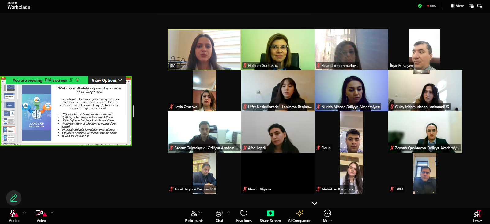 DİA-da Azərbaycan Respublikasının Ədliyyə Nazirliyinin əməkdaşları üçün “Dövlət xidmətlərinin rəqəmsallaşması və iqtisadi inkişafın təşviqi” mövzusunda təlim keçirilib