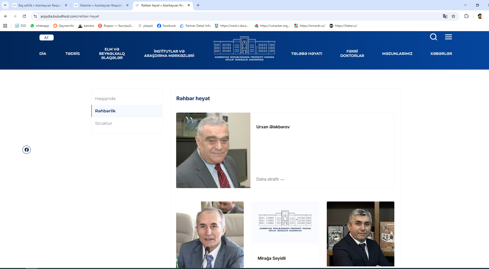Azərbaycan Respublikasının Prezidenti yanında Dövlət İdarəçilik Akademiyasının (DİA) yeni rəsmi internet saytı istifadəyə verilmişdir.