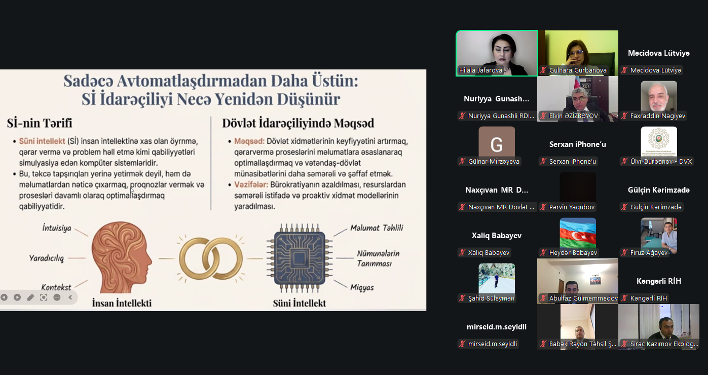 DİA və Naxçıvan Təlim Mərkəzinin birgə təşkilatçılığı ilə “Dövlət idarəçiliyində rəqəmsal transformasiya” mövzusunda onlayn təlim keçirilib