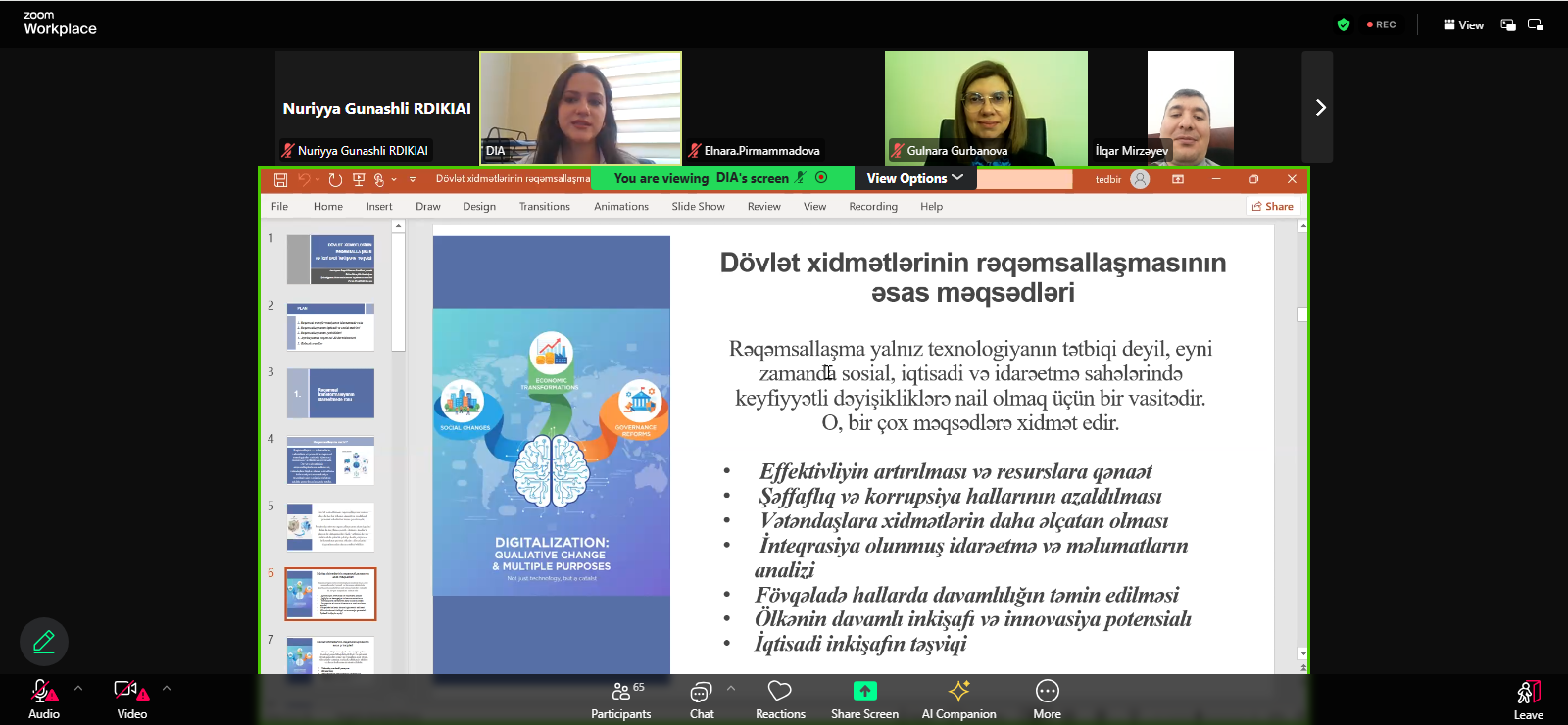 DİA-da Azərbaycan Respublikasının Ədliyyə Nazirliyinin əməkdaşları üçün “Dövlət xidmətlərinin rəqəmsallaşması və iqtisadi inkişafın təşviqi” mövzusunda təlim keçirilib