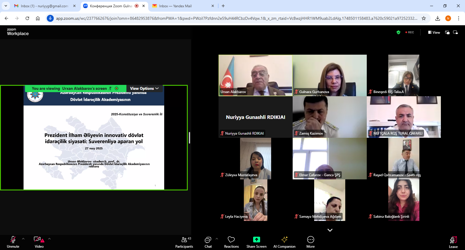 Azərbaycan Respublikasının Prezidenti yanında Dövlət İdarəçilik Akademiyasında Azərbaycan Respublikasının Ədliyyə Nazirliyinin əməkdaşları üçün təlim baş tutdu