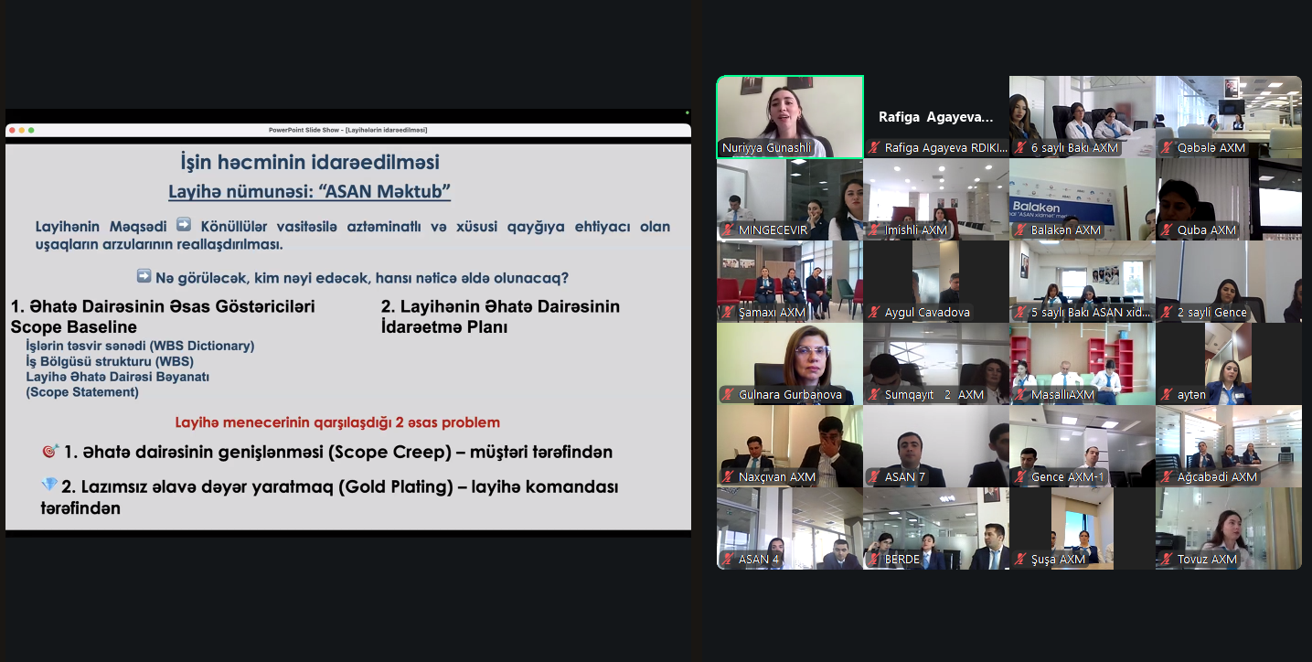 DİA-da “ASAN xidmət” mərkəzlərinin əməkdaşları üçün “Dövlət idarəçiliyində layihələrin idarəedilməsi” mövzusunda təlim keçirilib