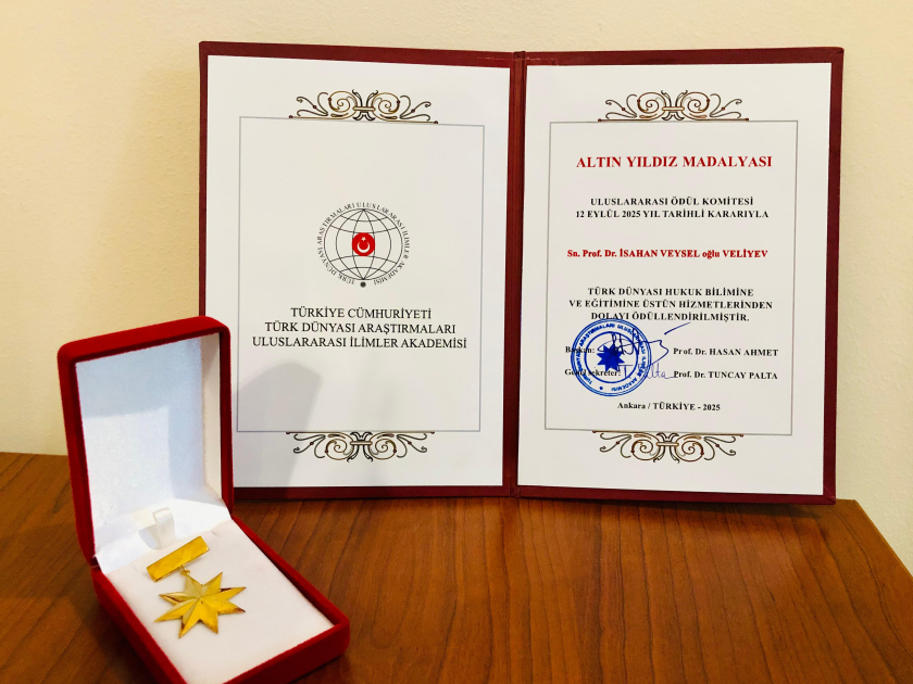 Azərbaycan Respublikası Prezidenti yanında Dövlət İdarəçilik Akademiyasının Hüquq kafedrasının müdiri “Qızıl Ulduz” medalı ilə təltif edilib.