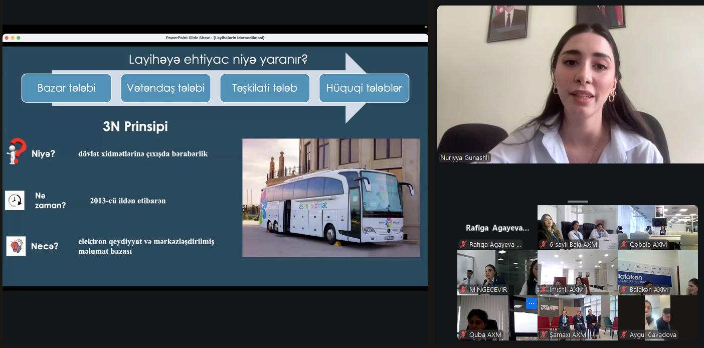 DİA-da “ASAN xidmət” mərkəzlərinin əməkdaşları üçün “Dövlət idarəçiliyində layihələrin idarəedilməsi” mövzusunda təlim keçirilib