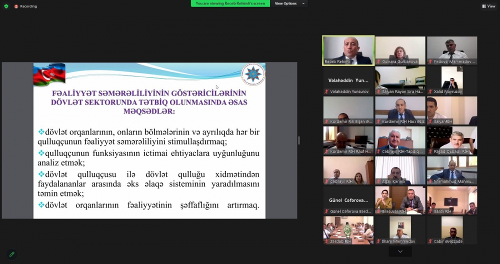 “Müasir dövrdə dövlət qulluqçularının xidməti fəaliyyətinin qiymətləndirilməsi” - təlim