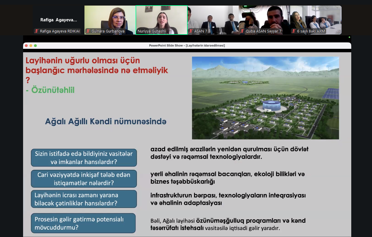 DİA-da “ASAN xidmət” mərkəzlərinin əməkdaşları üçün “Dövlət idarəçiliyində layihələrin idarəedilməsi” mövzusunda təlim keçirilib