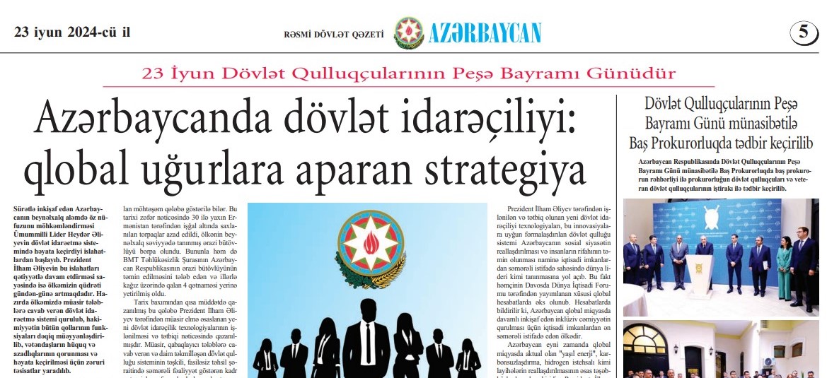 Azərbaycanda dövlət idarəçiliyi: qlobal uğurlara aparan strategiya
