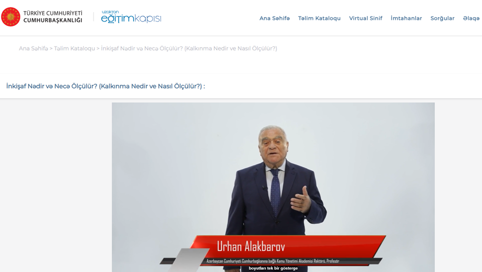 Akademik Urxan Ələkbərovun hazırladığı təlim videosu Türkiyədə yayımlanır