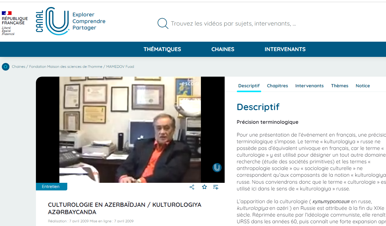 “Tarix” kafedrasının professoru Fuad Məmmədovun “Azərbaycanda Kulturologiya” adlı məqaləsi dərc edilmişdir