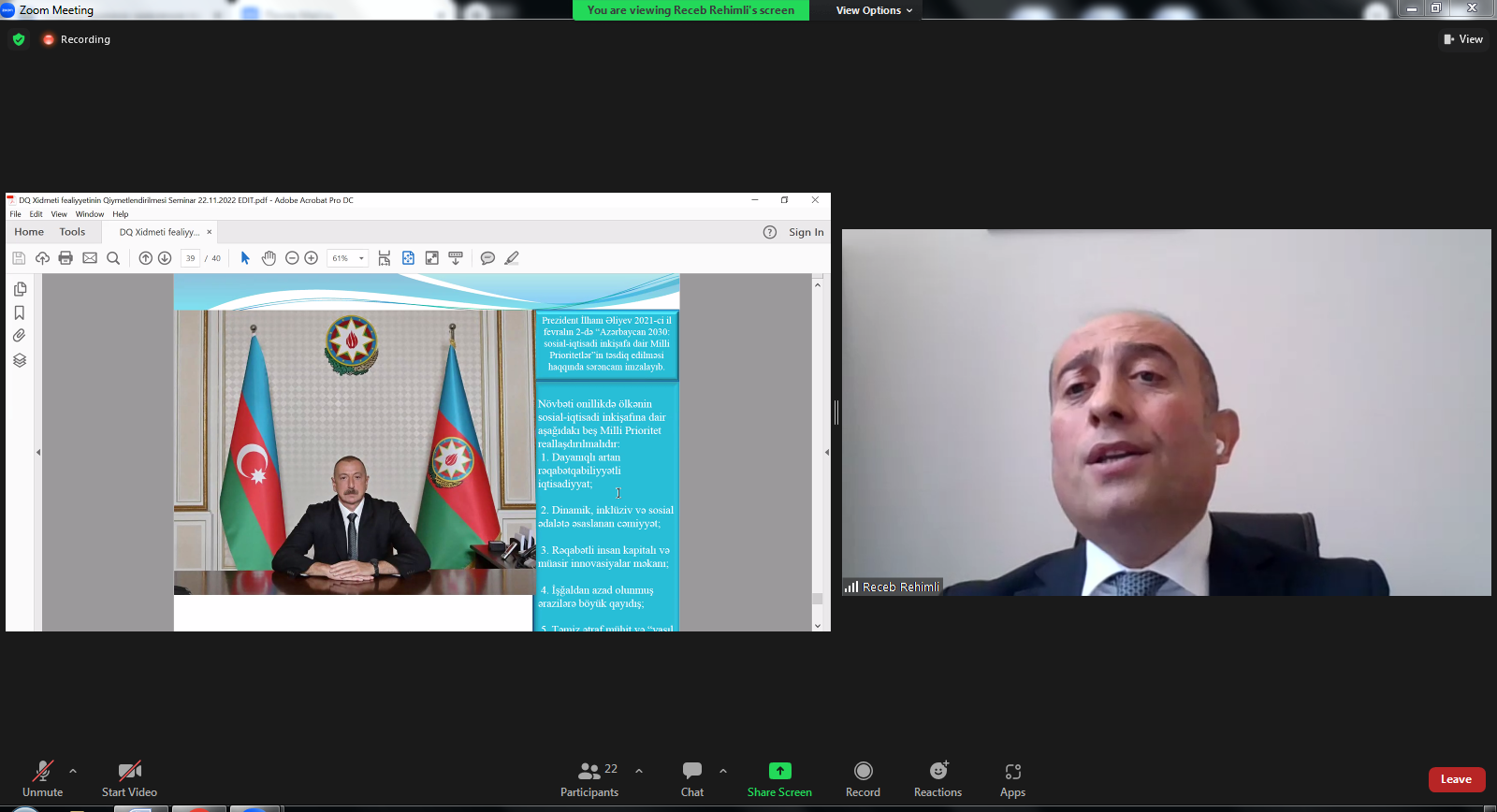 “Müasir dövrdə dövlət qulluqçularının xidməti fəaliyyətinin qiymətləndirilməsi” mövzusunda növbəti təlim keçirilib